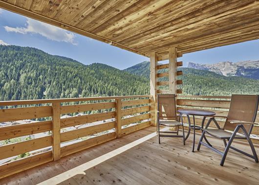 Terrace with panoramic view on the valley - Double Room Ladinia