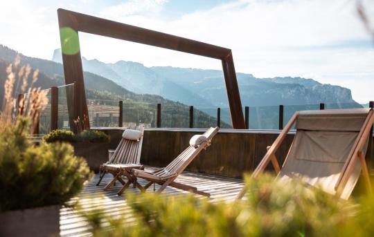 Panorama Terrace with Sun Loungers and Sky Pool