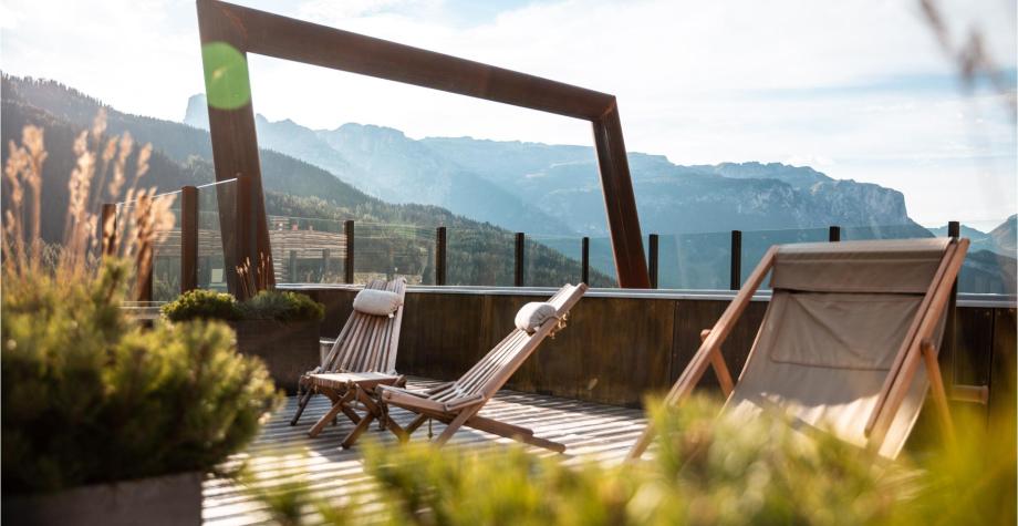 Panorama Terrace with Sun Loungers and Sky Pool