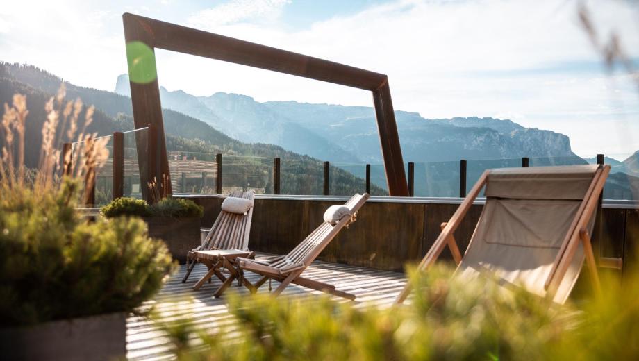 Panorama Terrace with Sun Loungers and Sky Pool