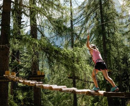 At the Colfosco high-rope course