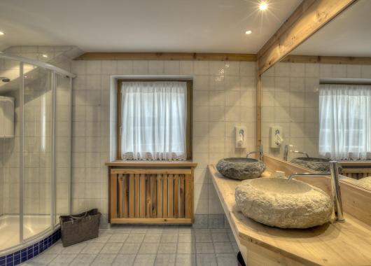 Bathroom with Shower and Two Sinks