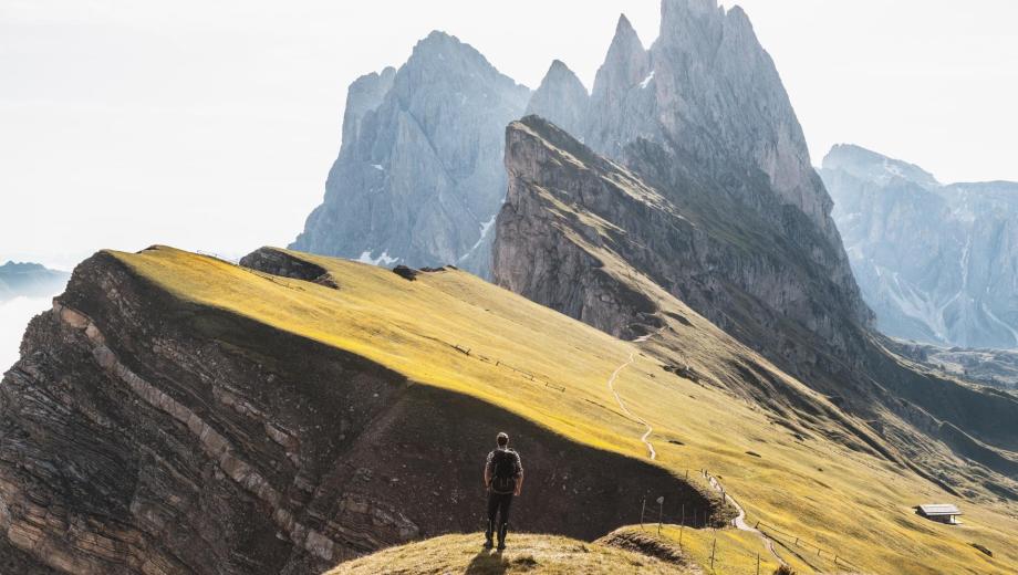 Hiking to the Seceda Mountain Peak