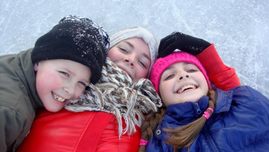 Three Children on the Ice-Skating Rink